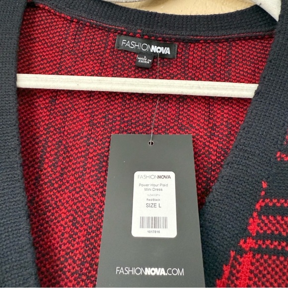NWT Fashion Nova Power Hour Plaid Mini Dress Size Large - Picture 3 of 4